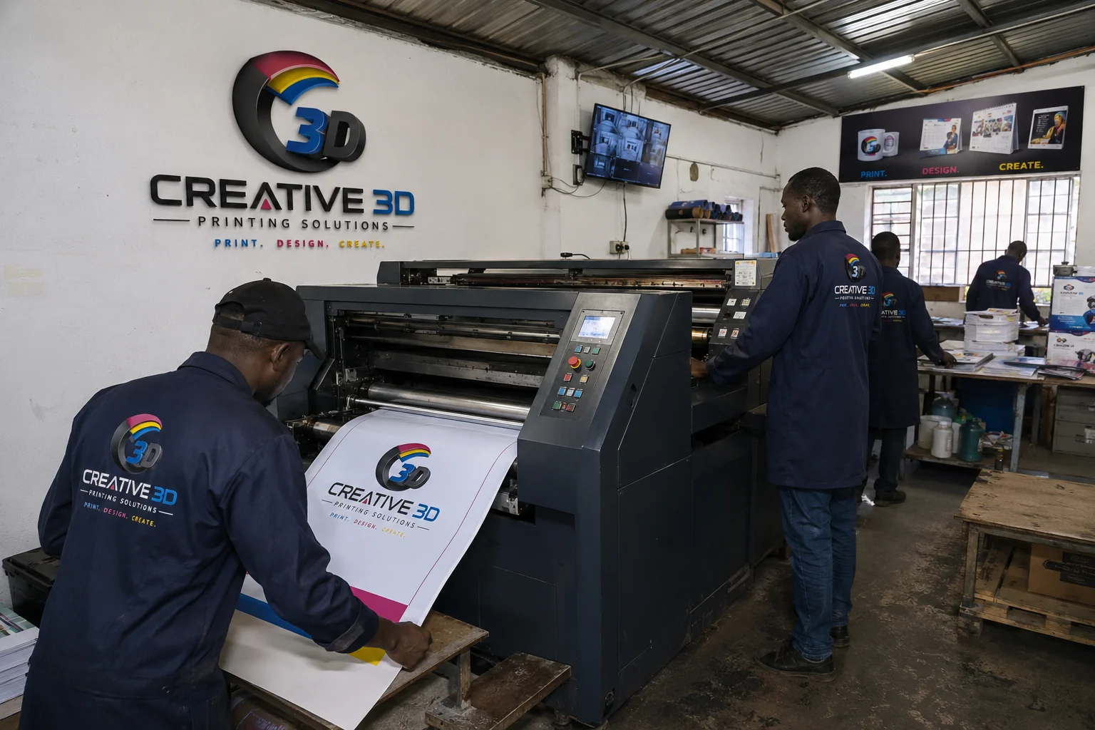 Professional printing press machinery producing high-quality commercial prints